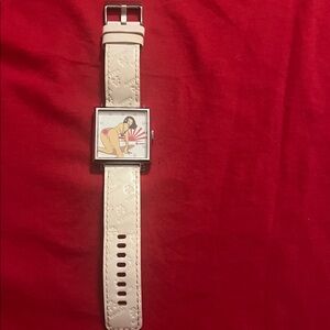 tokidoki Square Watch with White Strap and Silver Case